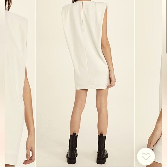 🆕 ENDLESS ROSE | Beige Shoulder Pad Mini Dress Size Small NWT - Picture 2 of 9